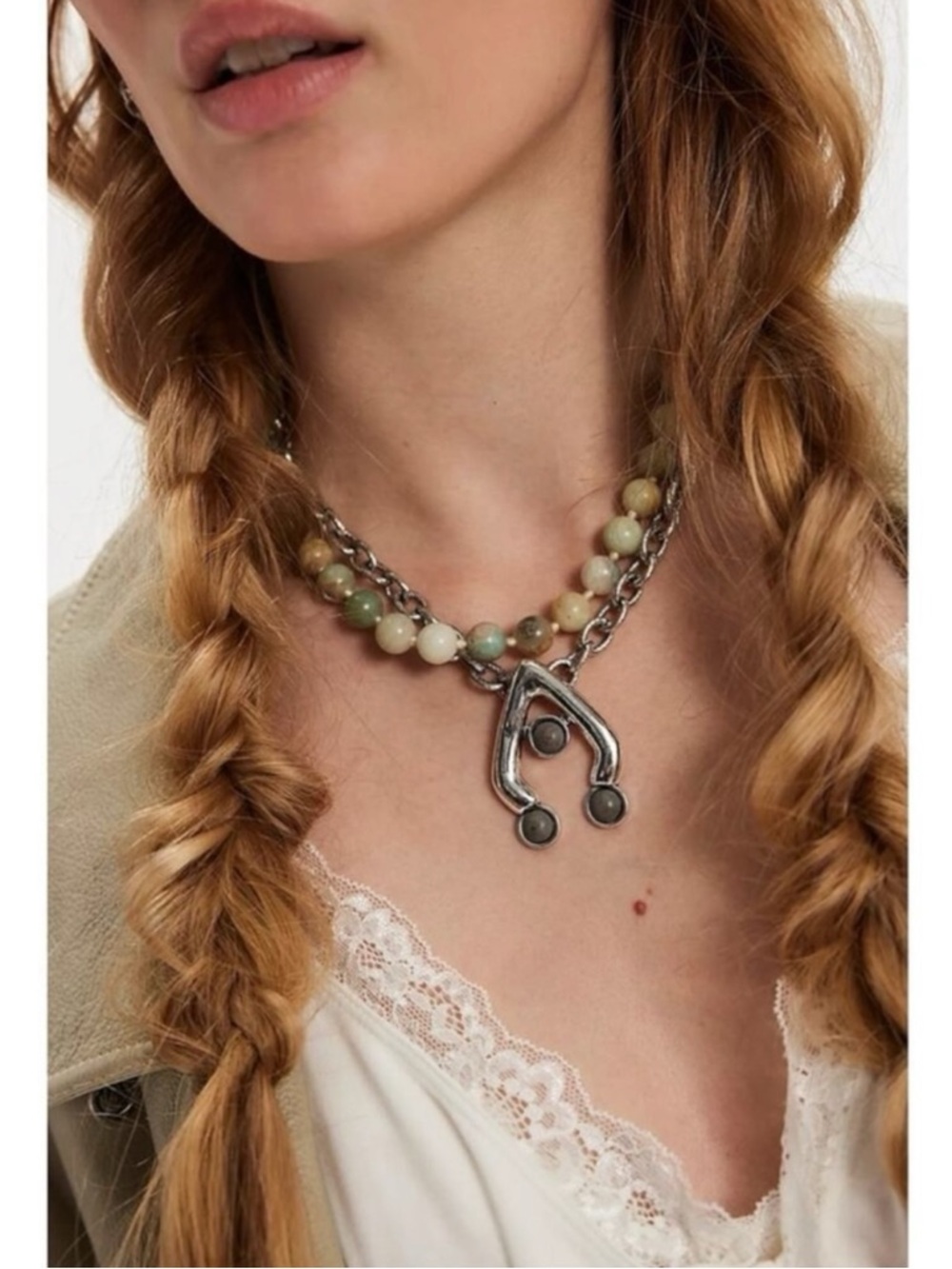 Free People Ariana Ost Bohemian Chunky Layered Think Im Dreaming Necklace NWT